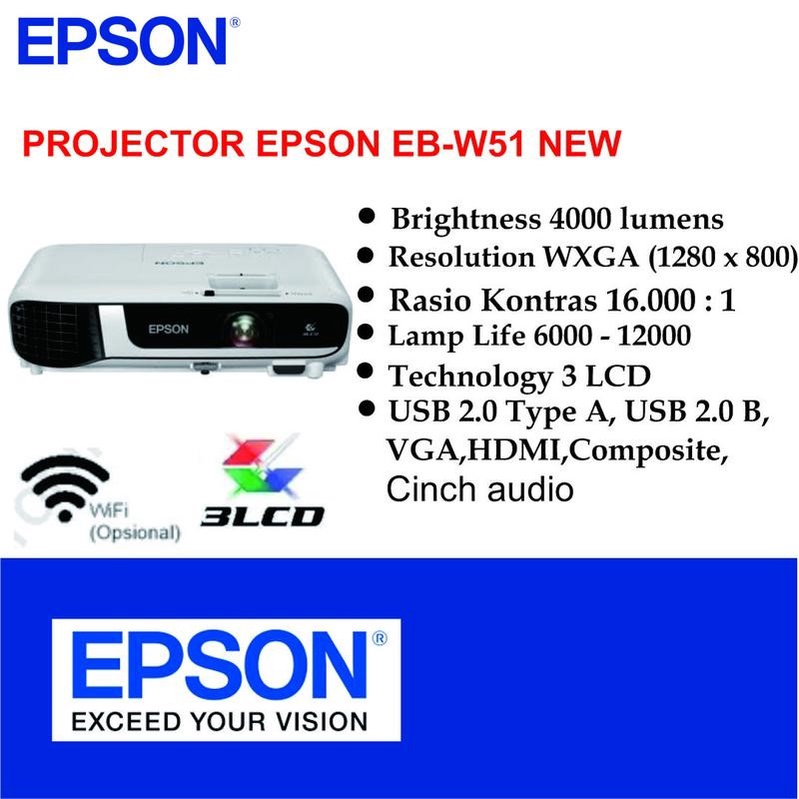 Projector epson eb-w51 xga 4000 lumens - k-galaxy.com